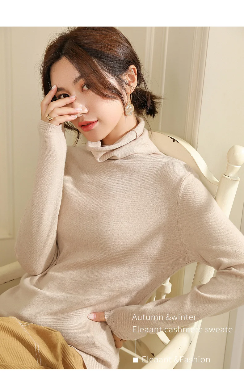 

Autumn Winter Sweater Women Wool Pullover Women's solid Cashmere Turtleneck Sweater Soft Winter For Woman Sweaters
