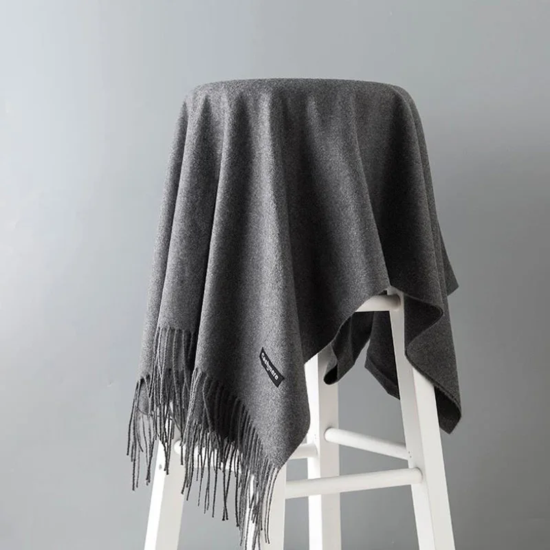 Женский однотонный кашемировый шарф толстые теплые зимние шарфы большой