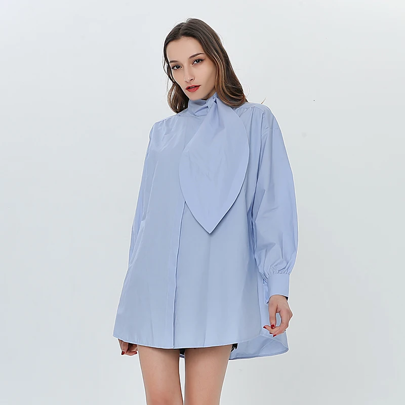 TWOTWINSTYLE водолазка с бантом женская рубашка Блузки с длинным рукавом Повседневный Топ женские белые рубашки больших размеров повседневная одежда в Корейском стиле