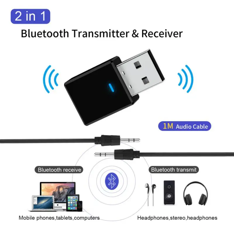 2-in-1 Music Audio Transceiver Bluetooth 5.0 Transmitter Receiver Portable USB Adapter For TV PC Car Kit Wireless | Электроника