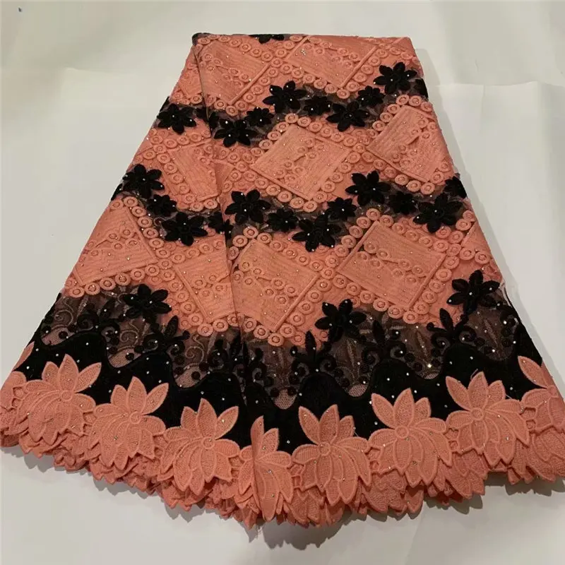 Африканская кружевная ткань черного цвета гипюровая 2020 Высококачественная