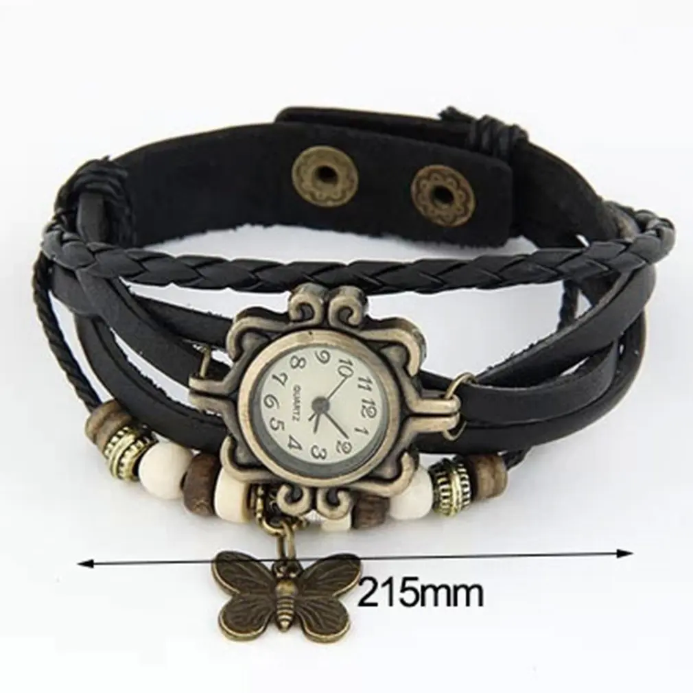 

2020 New Fashion Trendy Women Watch Multilayers Leather Strap Round Dial Wristwatch Butterfly Pendant Casual Travel Alloy Watc