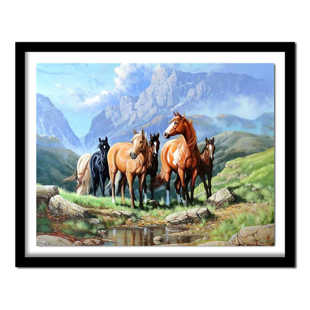 Наби полная дрель квадратная Алмазная 5D DIY алмазная живопись &quotлошадь на