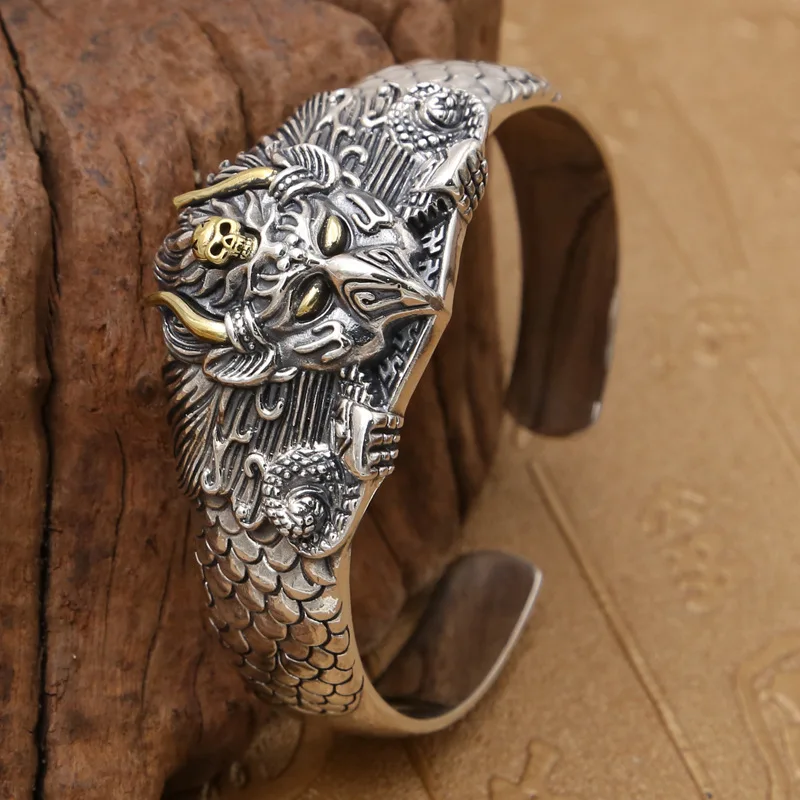 Мужской этнический браслет B64 из 100% настоящего серебра с надписью God bird ювелирное