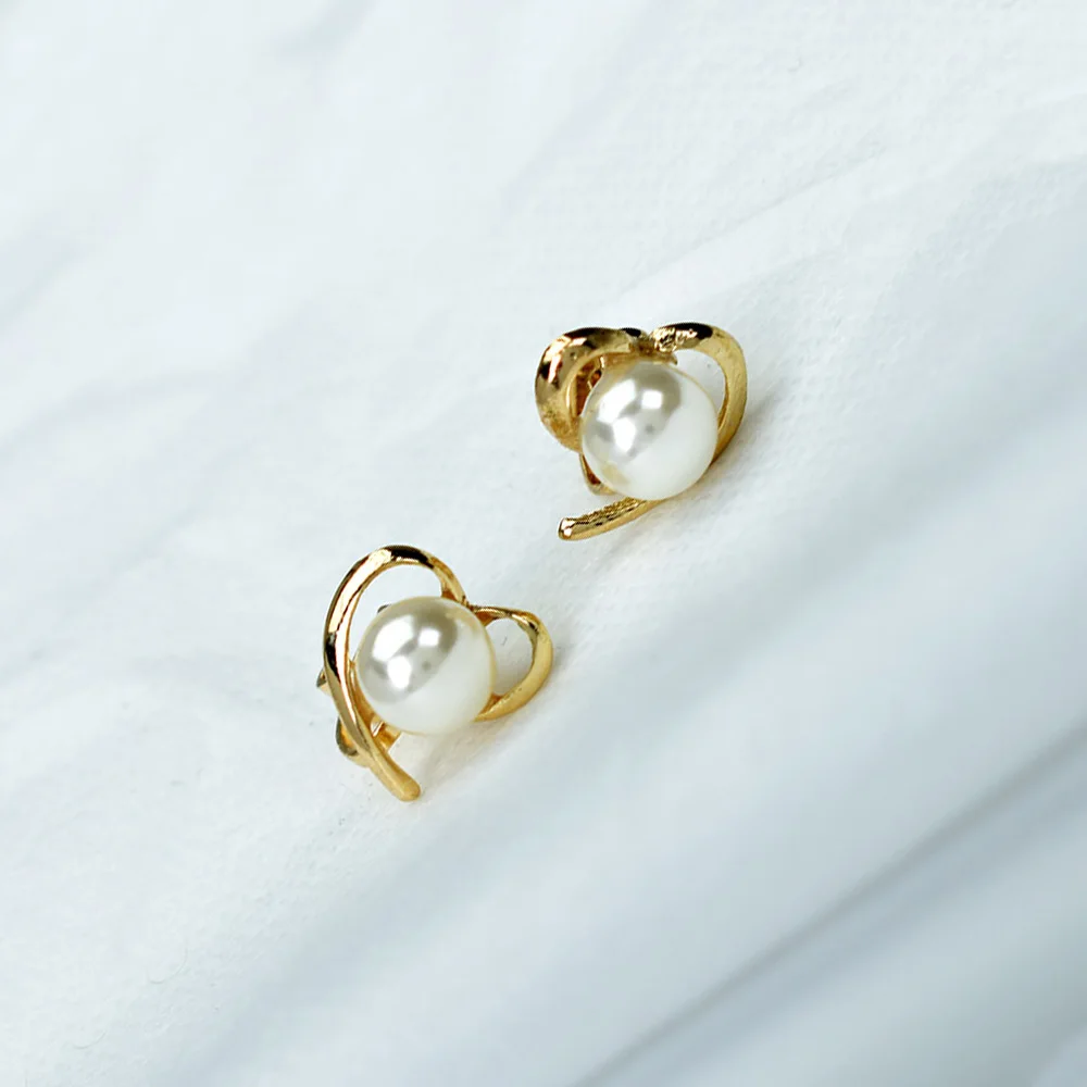 Женские серьги-клипсы с искусственным жемчугом Ювелирное Украшение золотого