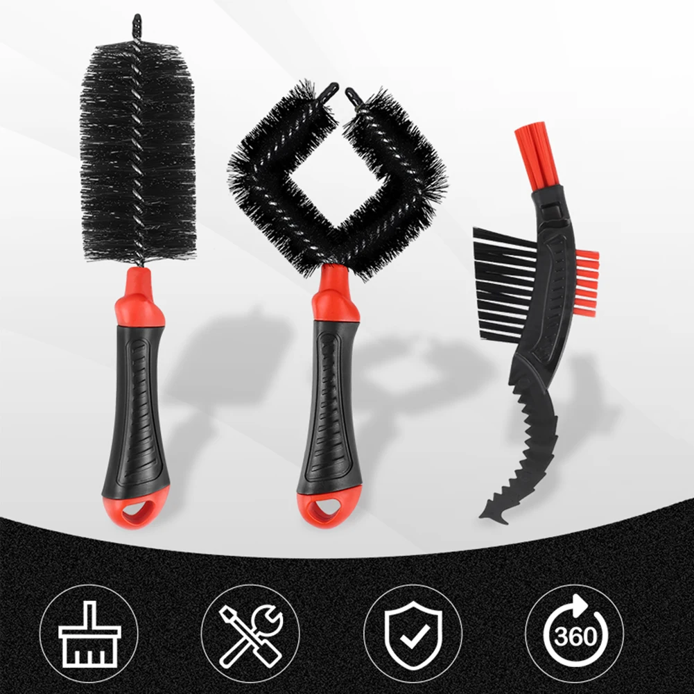 

3 Pcs Multi Function Bicycle Cleaning Kit Tire Chain Cleaner Bike Brush Set Multiangle Clean For All Types Of MTB Road Bicycles