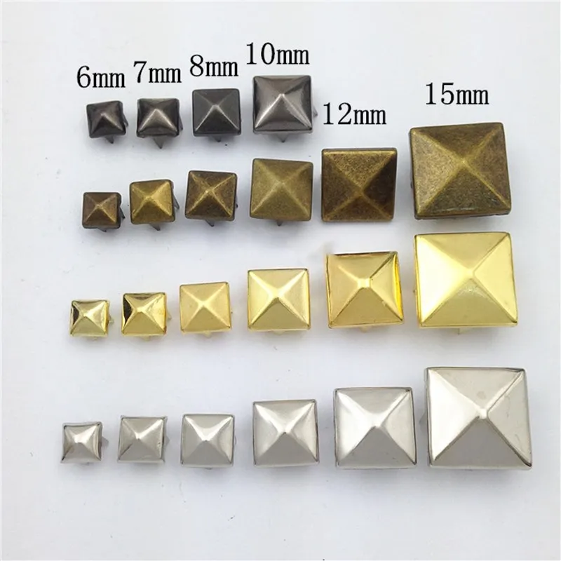 

100PC 4-12MM Square Spikes Garment Four Claw Rivets For Clothes Bag Shoes Bracelets Belt Metal Pyramid Studs Apparel Aceessories