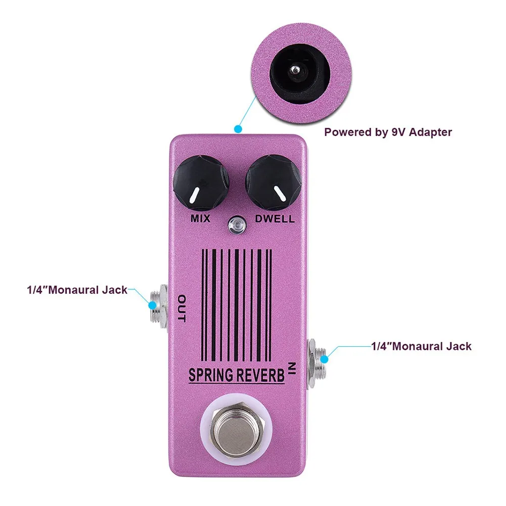 

MP-51 Effect Pedal Metal Mini Reverb Spring 9.4 * 4 * 3.2cm Bottomless