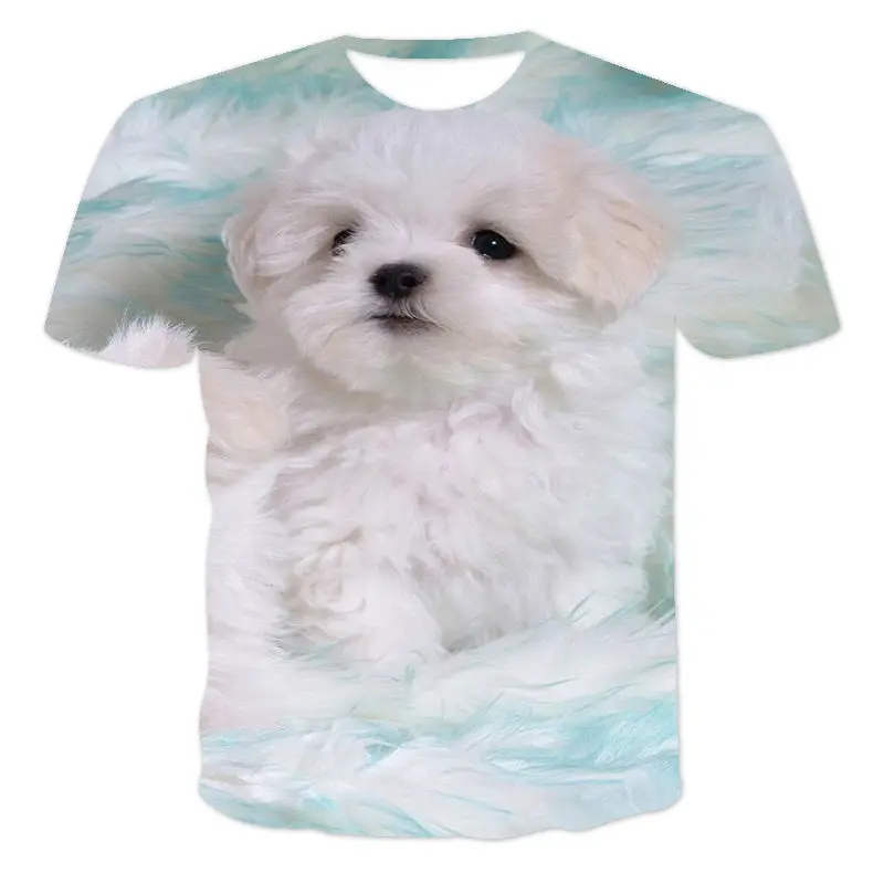 

Men'S Short Sleeve Loose T-Shirt Cute Puppy 3d Printing Round Neck Pullover And Men'S Casual Streetwear Fashion T-Shirt Xxs-6xl