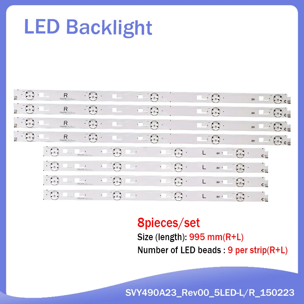

new 8pcs LED backlight SVY490A23_Rev00_5LED_R/L 150223 FOR SYV494 KD-49X8000C KD-49X8005C KD-49XD7005 LC490EQY-SJA3 KD-49XD7066
