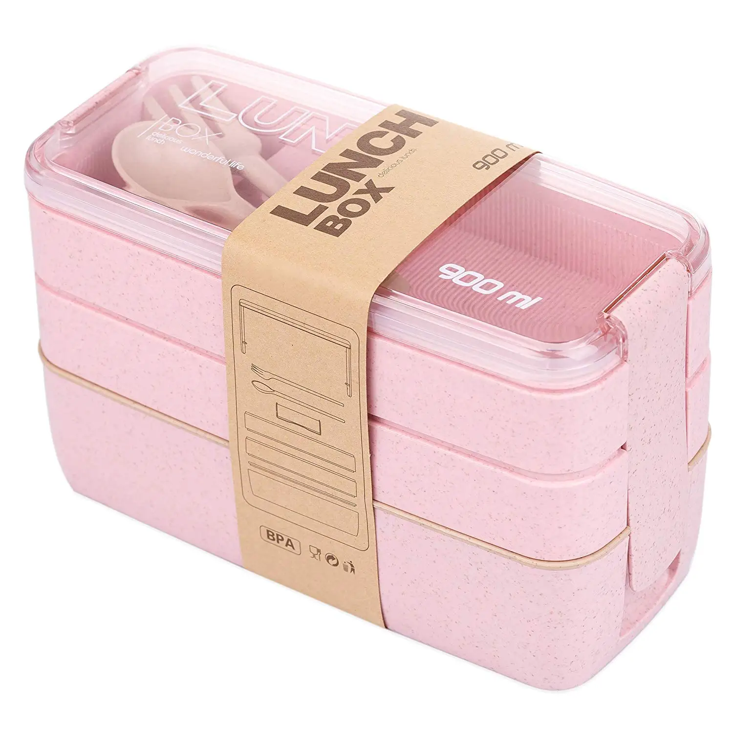 Здоровый материал Ланч бокс контейнеры для еды 3 слоя японская Пшеничная солома s