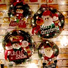 Деревянная Рождественская гирлянда, венок, Декор, Настенная подвесная дверь, Санта-Клаус, лось, снеговик, украшения, Рождественский кулон, Декор для дома 2022