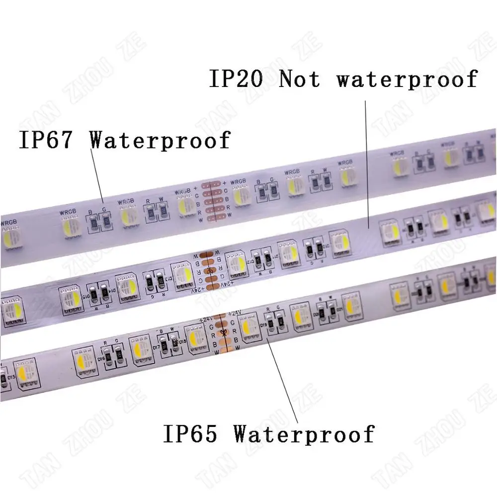 

12mm PCB 5M 4in1 5in1 RGB+CCT LED Strip 5050 60leds/m 5 Colors in 1 chip 12V 24V