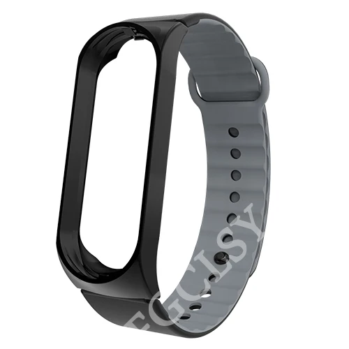 black gray FGCLSY mi Band 4 3 спортивный ремешок для xiaomi mi band 4 3 силиконовый ремешок на запястье аксессуары браслет металлический слот для xiaomi mi band 4 - Цвет: black gray