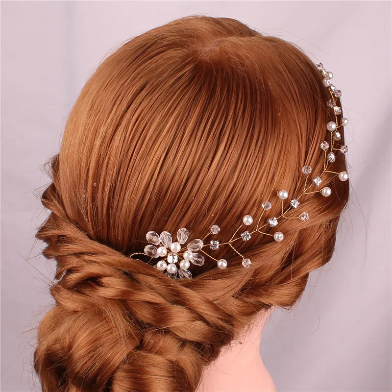 Изысканный свадебный головной убор с жемчугом ручной работы свадебные