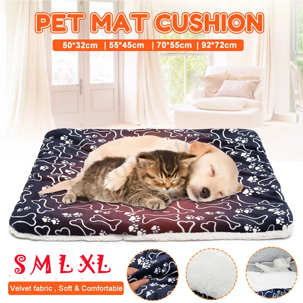 

Washable Pet Dog Puppy Cat Kennel Cage Pad Bed Cushion Fleece Mat Soft Blanket Large Soft Warm Dog Cat Pet Mat Bed Pad S M L XL
