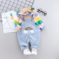 cute girls clothes autumn outfits long sleeve striped hoodie sweatshirtstrap trousers casual sets