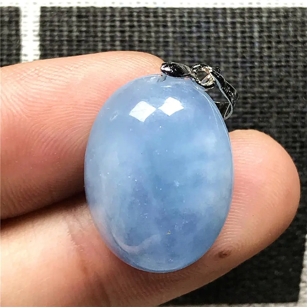 

Natural Ocean Blue Aquamarine Beads Necklace Pendant Jewelry For Woman Lady Man Love Crystal Silver 20x15x9mm Beads Stone AAAAA