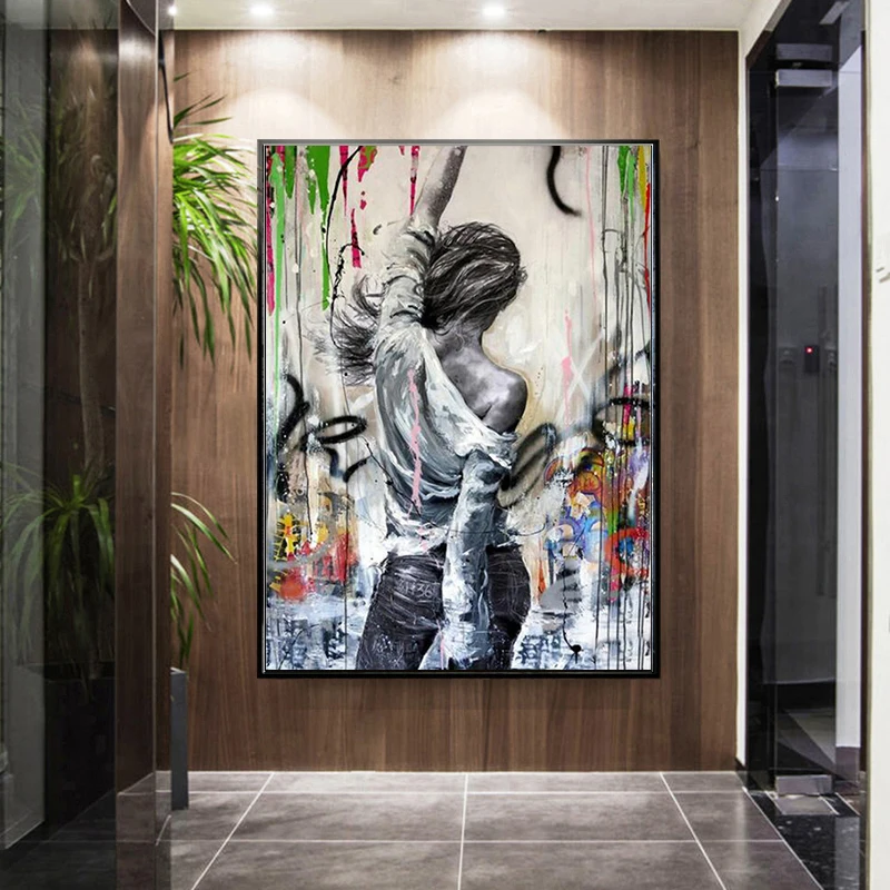 

Soft canvas diamond painting modern graffiti girl back view art, cross stitch diamond mosaic picture embroidery beaded crafts