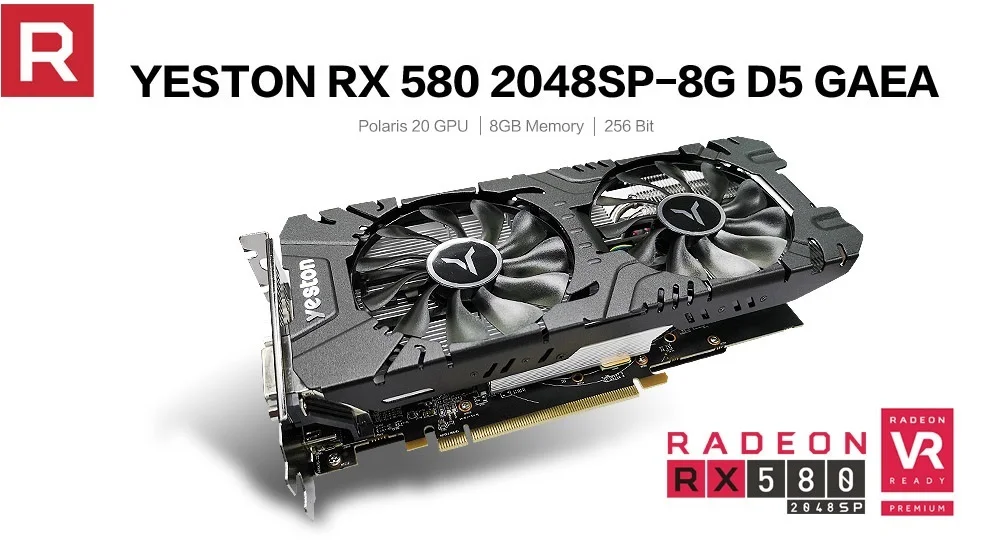 Yeston Radeon RX 580 GPU 8 ГБ GDDR5 256bit игровой настольный компьютер ПК видеокарты Поддержка DVI-D/HDMI/DP PCI-E X16 3,0