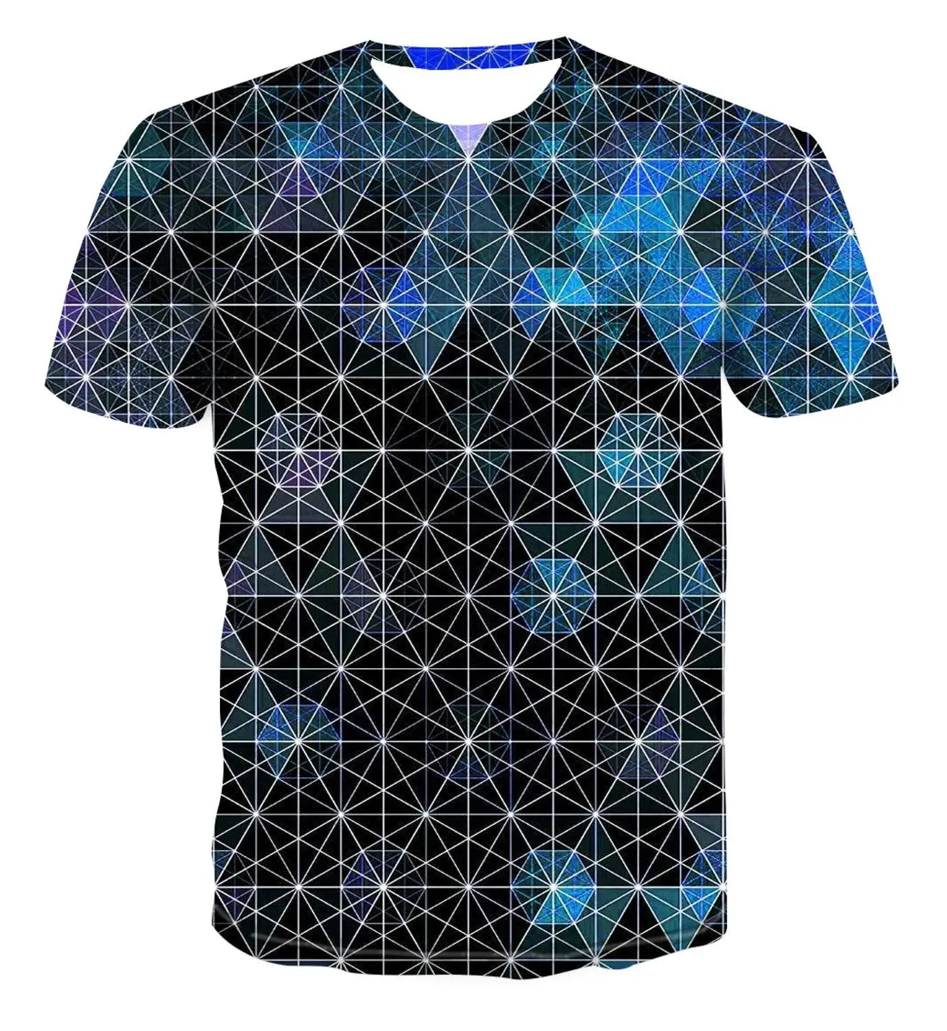 

Новинка лета 2020, модная 3D футболка с коротким рукавом, дышащая мужская футболка с круглым вырезом, Простая цветная футболка с геометрически...