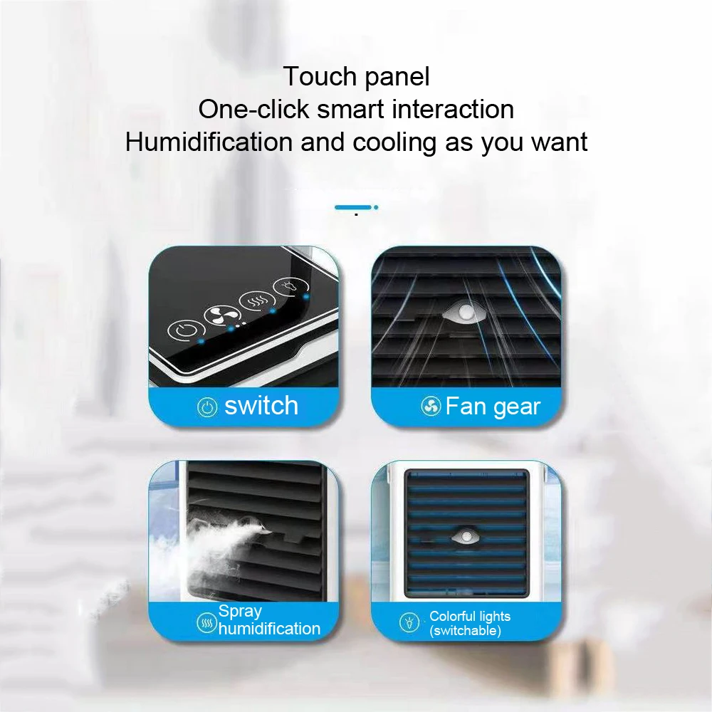

Air Cooler Fan Mini Desktop Air Conditioner with Nano Spray Mini USB Water Cooling Fan Humidifier Purifier Multifunction Summer