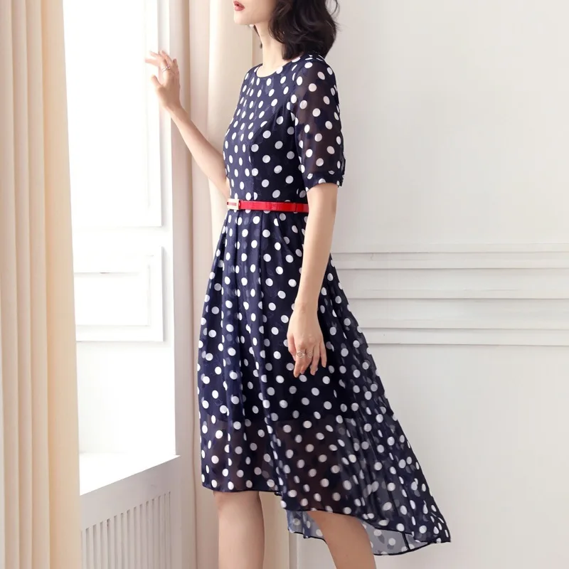 Летнее платье в горошек для женщин модное элегантное миди вечеринки пляжные