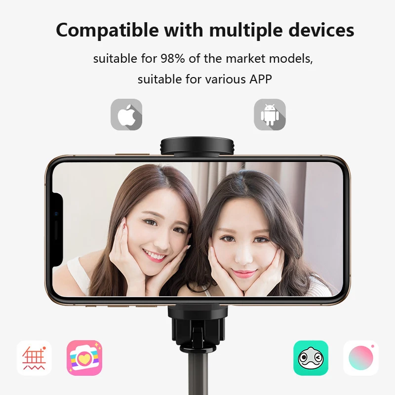 Wireless Bluetooth Mini Selfie Stick Self Timer Portable Handheld Foldable Lightweight With LED Fill Lighte | Электроника