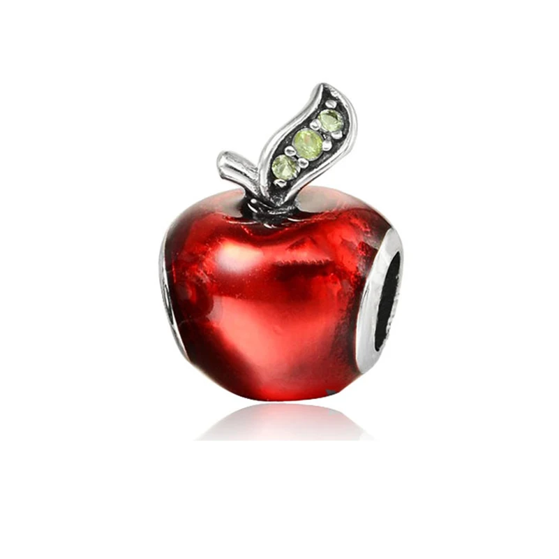 Snow White Apple Новое оригинальное эмалевое платье принцессы из сплава с бусинами, подвеска с Минни Микки, браслет Пандора, браслет, сделай сам, Женские Ювелирные изделия - Цвет: Snow White Apple