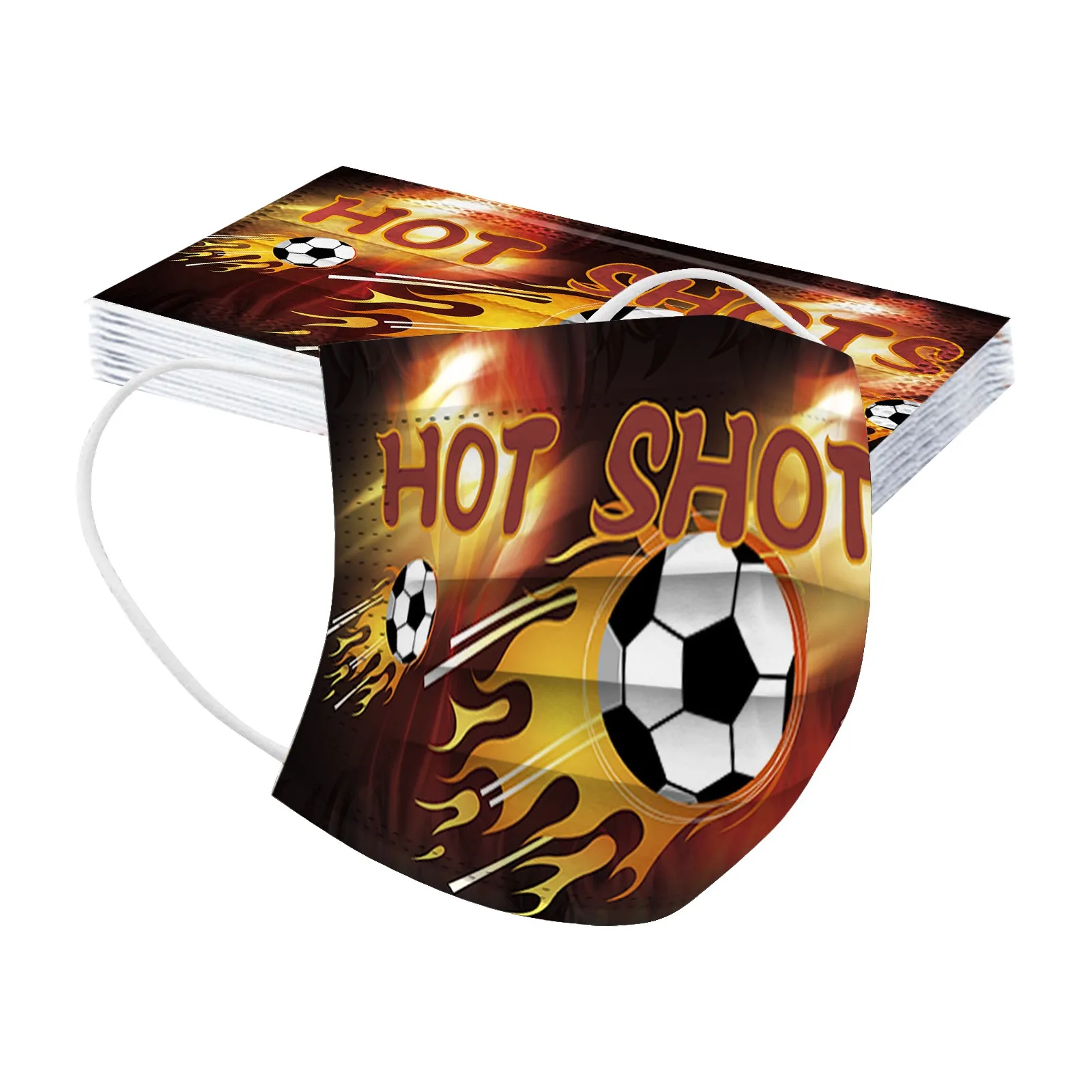 10/50pcs Football Print Face Masks Children's Three-layer Windproof Foggy Dust-proof Maskeuropean Cup Cartoon Disposable Mask | Красота и