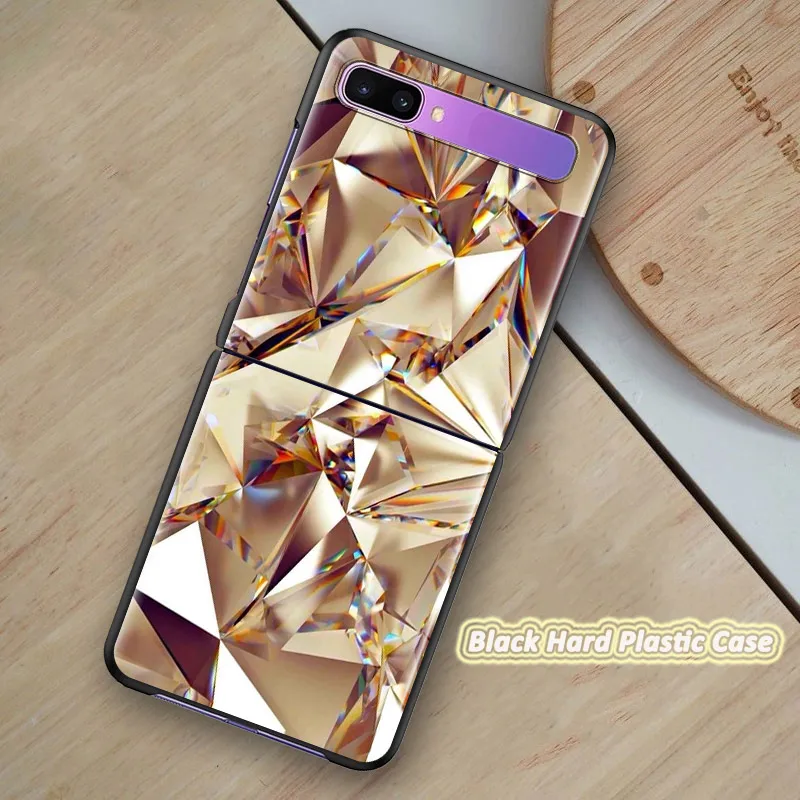 hot diamond pc case for samsung galaxy z flip 5g black hard plastic carcasa phone coque folding and splitting fashion housing free global shipping