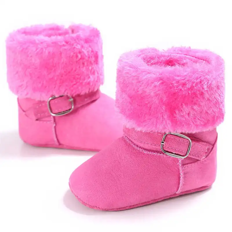 Зимние теплые пушистые ботиночки для новорожденных домашние цветные мягкие