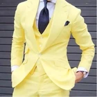 Новинка, пиджак и брюки, желтый мужской блейзер, облегающее платье для жениха из 3 предметов, индивидуальный стиль, мужские костюмы для выпускного вечера, мужской костюм
