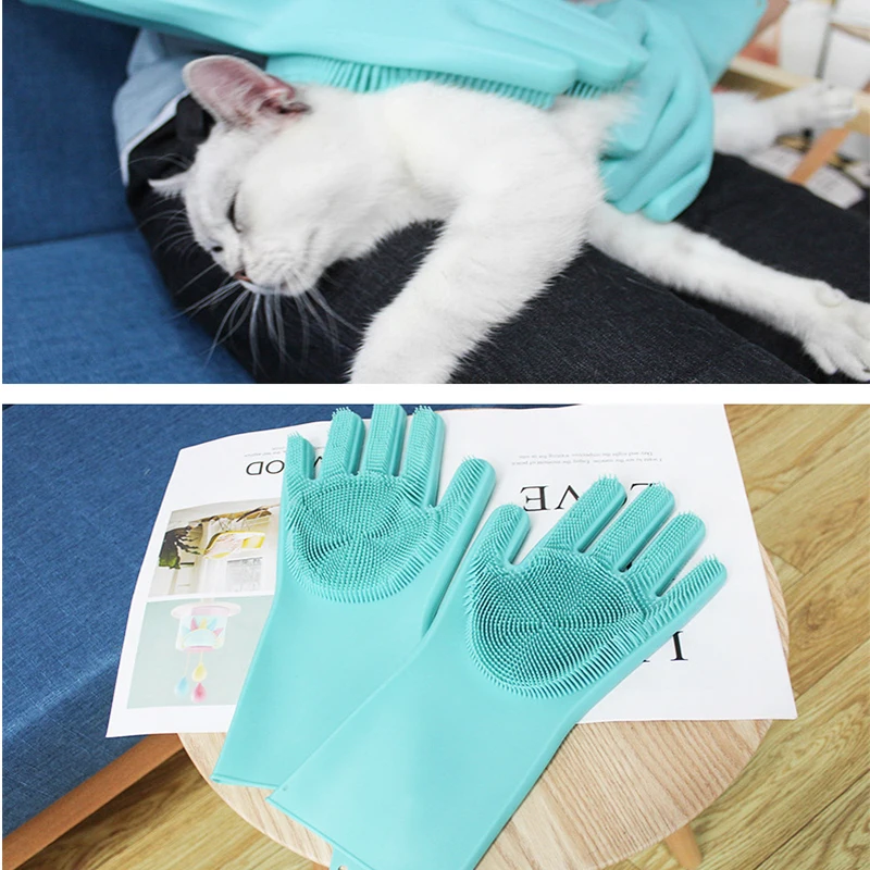 

Cat Grooming Glove Pet Dog Cat Hair Removal Mitts Anti-scratch Gloves Hair Comb and Brush Glove For Cats Kitten Bath Accessories