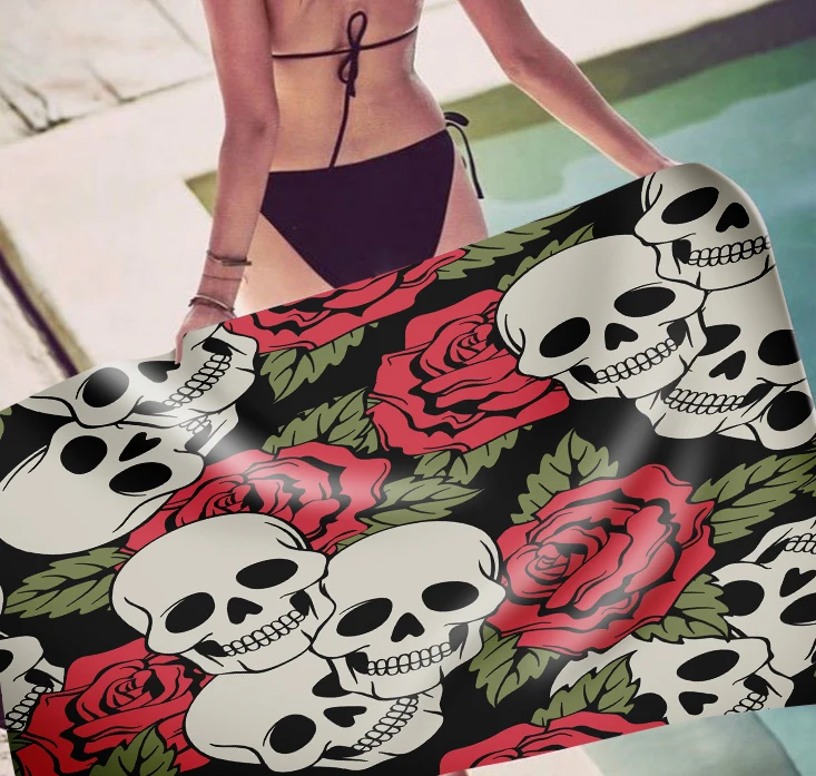 Готический сахарный череп из микрофибры пляжное полотенце для ванной комнаты