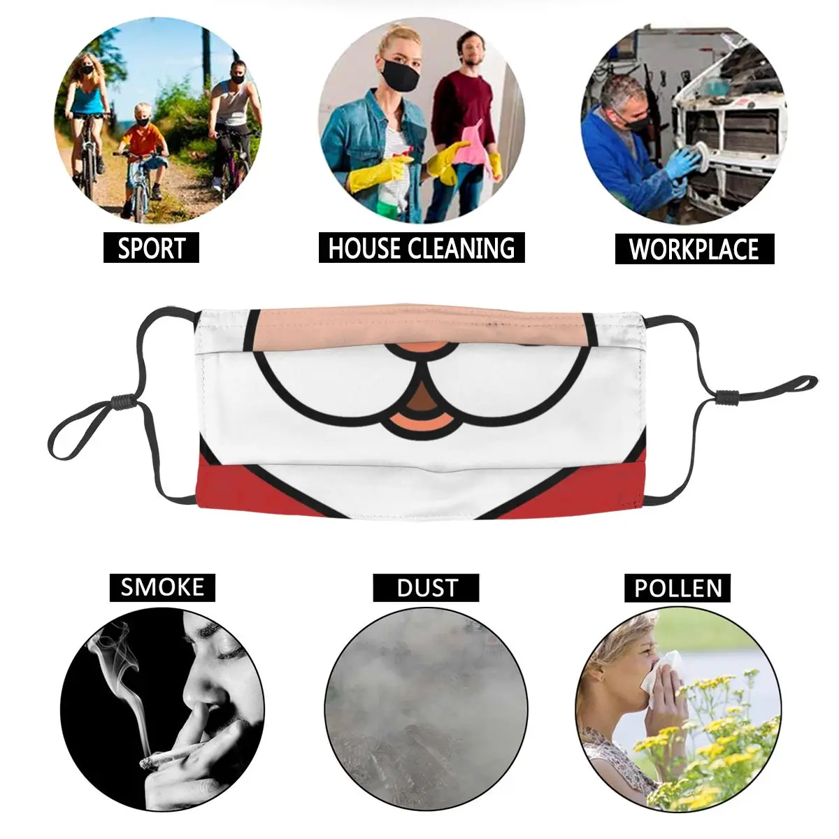

Cartoon Santa Claus Christmas Non-Disposable Face Mask Winter Anti Haze Anti Dust Protection Cover Respirator Mouth Muffle