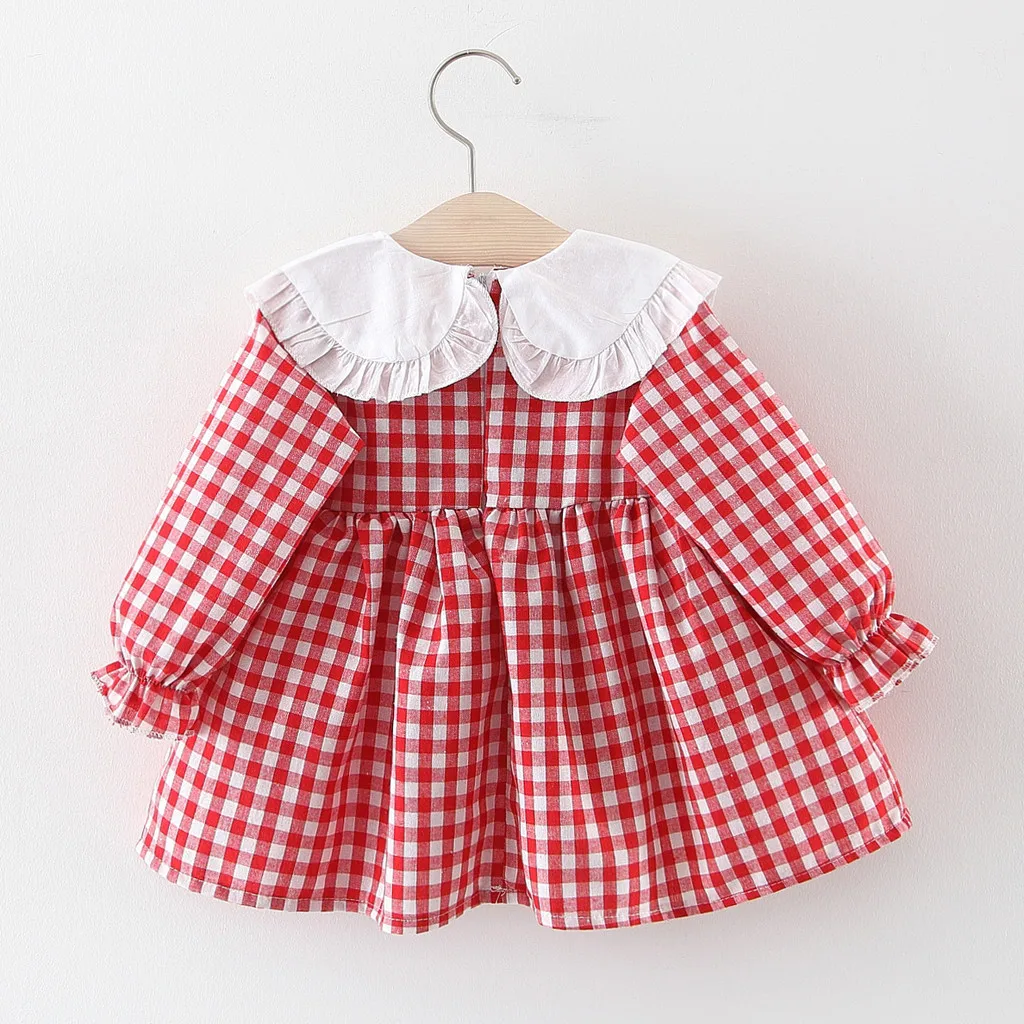 Детские платья для девочек; платье vestidos vestido infantil; Одежда для девочек; vestido; кружевное с рюшами для маленьких девочек; в клетку; вишня; Z4