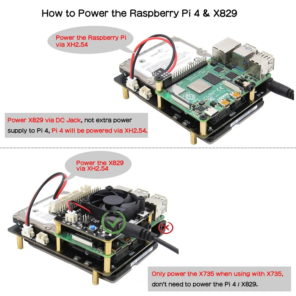 Raspberry Pi X829 Dual 2, 5 SATA HDD/SSD Shield + X735     Raspberry Pi 4 Model B