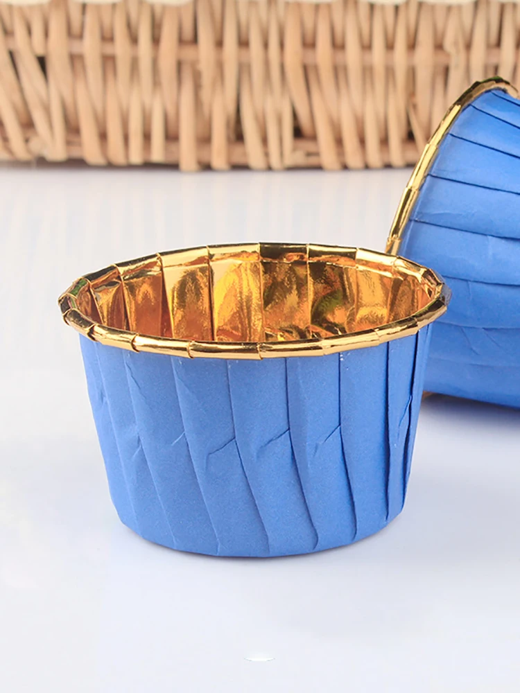 50 шт./компл. выпечки чашки чистого цвета мелованная бумага обертки для пирожных