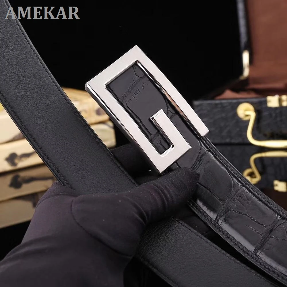 

Crocodile Belts Men Dress 100% Genuine Leather Suit Original Design Party Wedding Brand Oxford Casual Formal Luxury Belt
