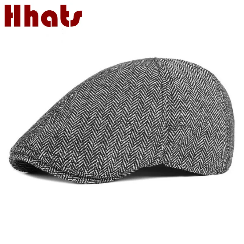 Сетчатый винтажный Зимний берет мужская клетчатая Ретро плоская кепка уличная