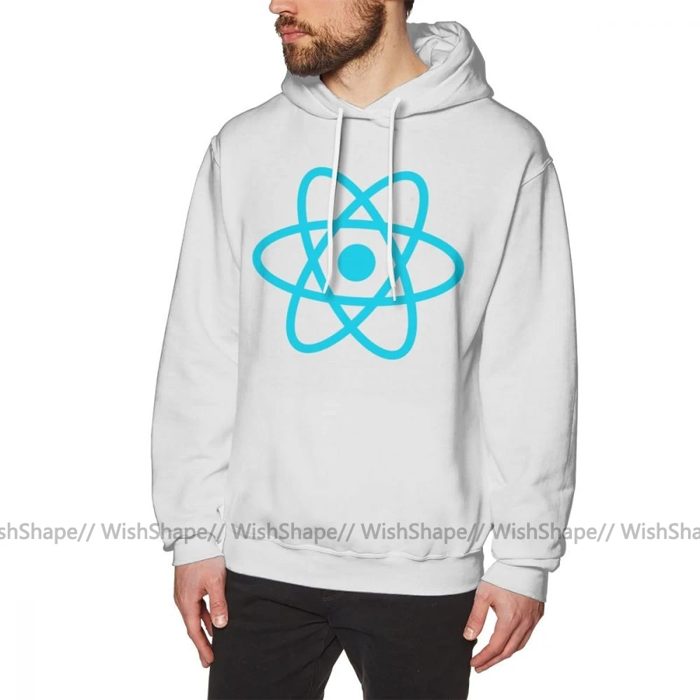 Javascript худи React толстовки большого размера крутой пуловер Толстовка длинная Осенняя мужская уличная хлопковая черная толстовка - Цвет: White