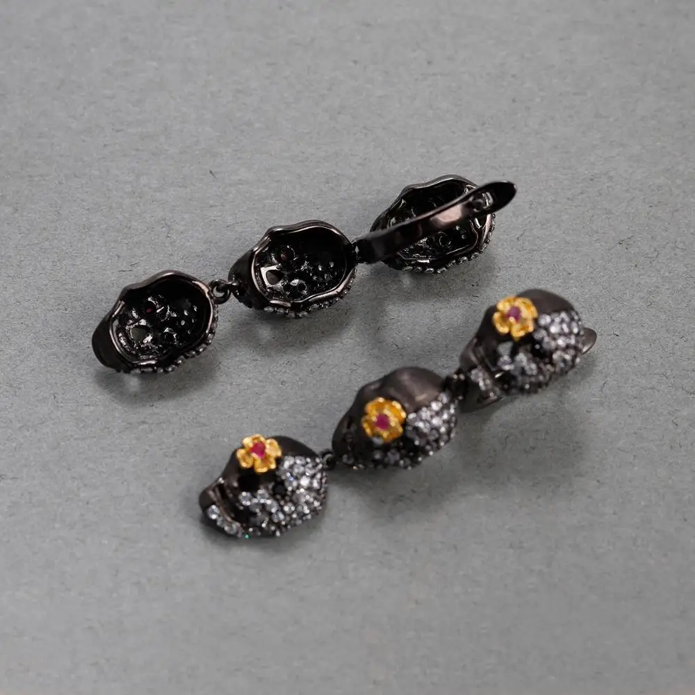 Серьги ручной работы в виде черепа для женщин украшения готическом стиле