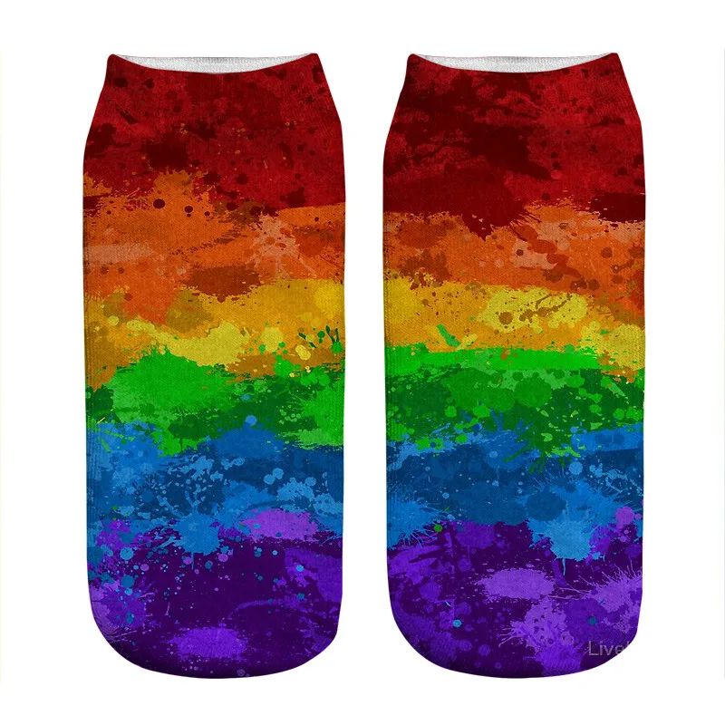 

Женские носки кавайные носки с принтом флага разбрызгивающей радуги женские носки Харадзюку счастливые Смешные новые милые подарочные нос...