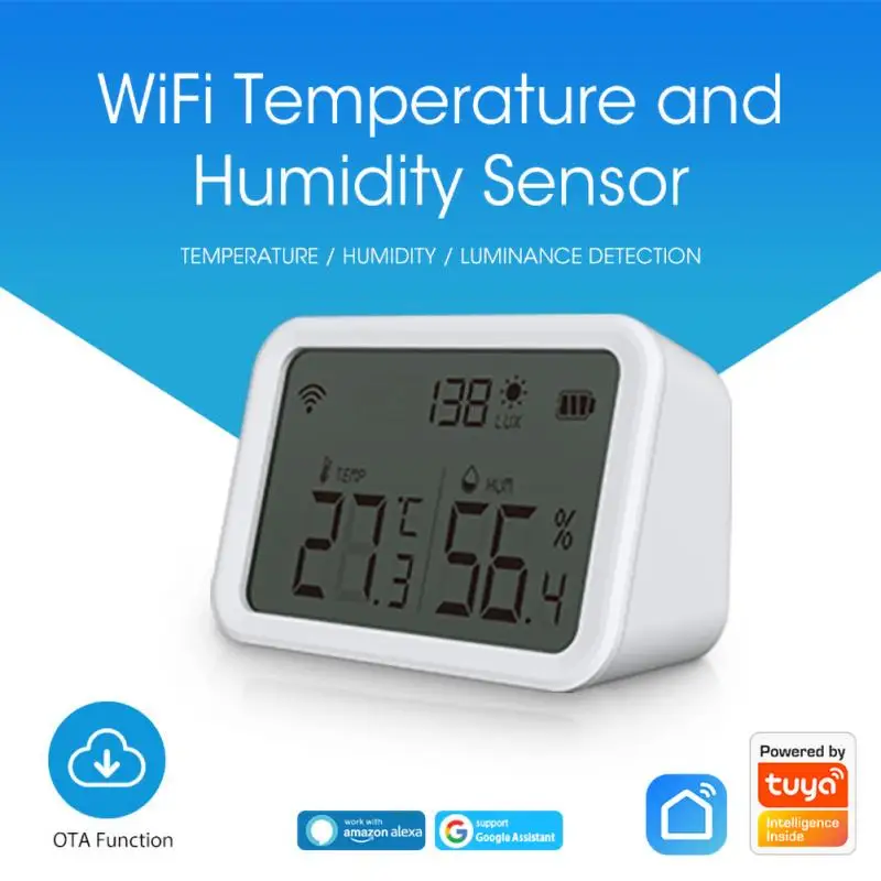 

Neo Wifi Temperature Humidity Sensor Indoor Hygrometer Thermometer Smart Home Works With Alexa Google Wizard Tuya Smart
