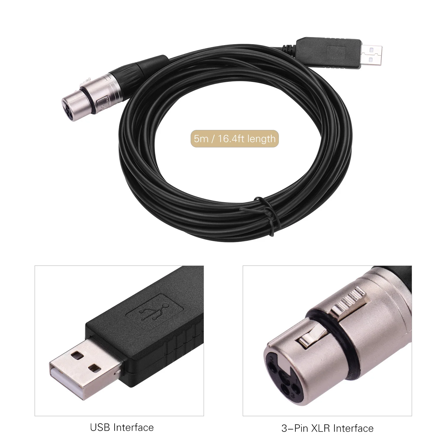 Кабель преобразователь RS485 DMX512 с USB на 3Pin XLR внутренним интерфейсом для