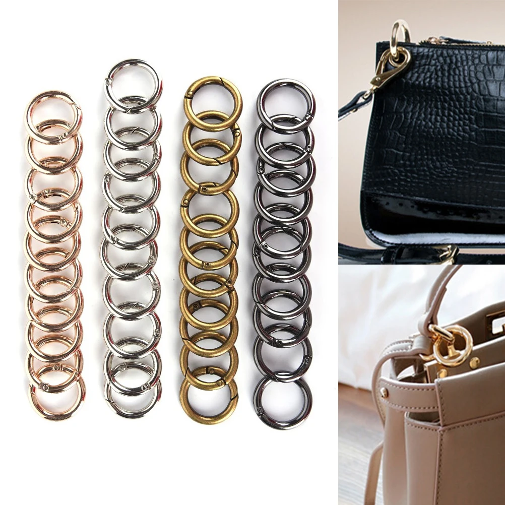

10pcs Round Ring Circle Spring Snap For DIY Keychain Key Holder Keyring Hook Bag Buckle Handbag Purse DIY Leather Craft Hardware