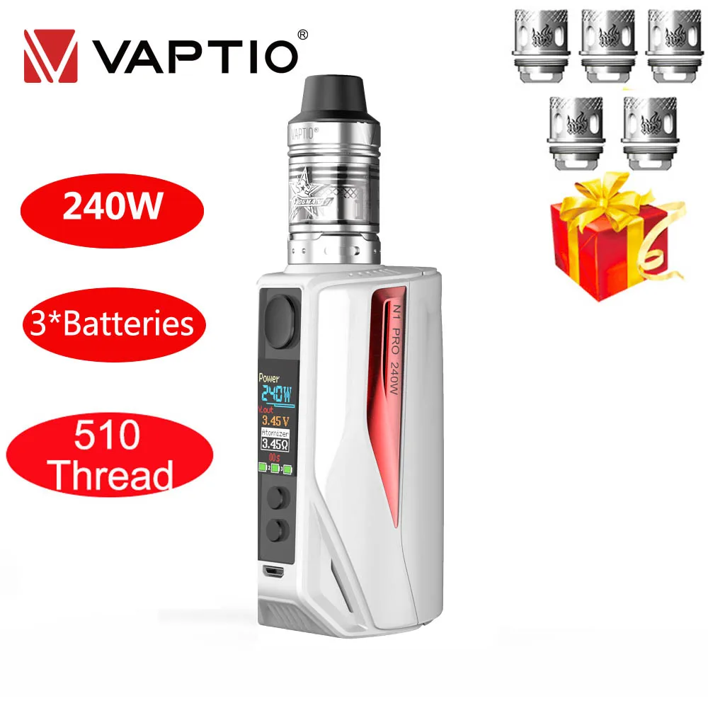 UK SHIP Vaptio N1 Pro KIT электронные сигареты Vape Kit 240W Box 2 мл атомайзер Frogman Coils 510 Mod подходит