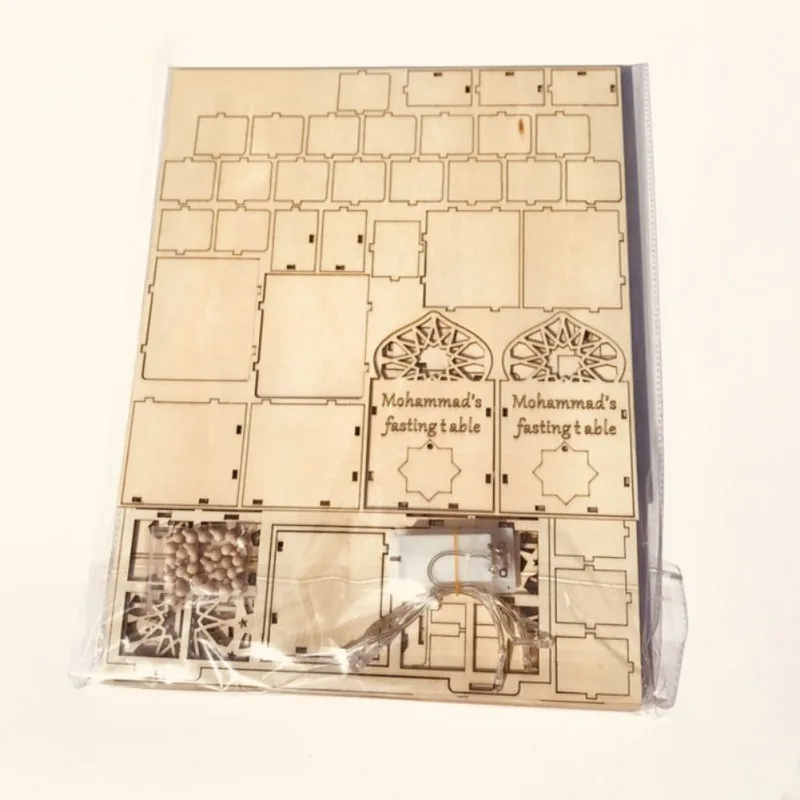 

Hot DIY Ramadan Decoration Wooden Palace Light Eid Mubarak Light Party decorations Countdown Calendar Festival Supplies