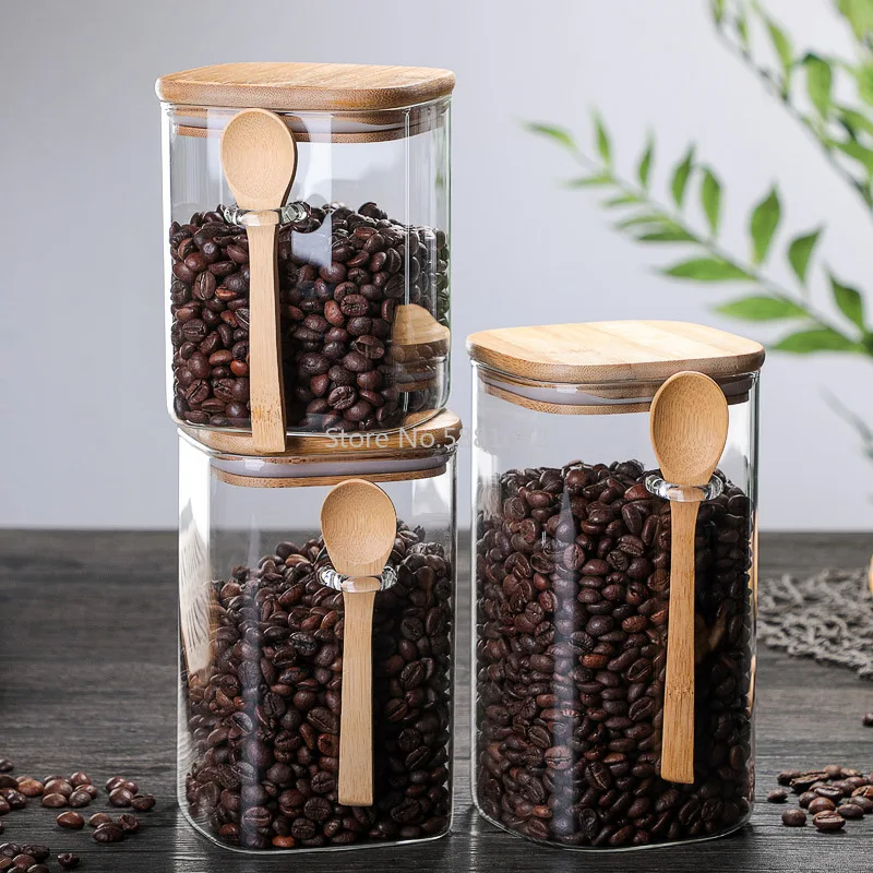 3 Ideas 800-1200ml with Spoon Sealed Jar Storage Tank Condiment Coffee Beans Kitchen Supplies Sugar Bottle Tea Box | Дом и сад